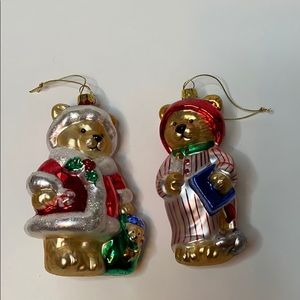 Vintage BK bear Christmas ornaments set of 2
